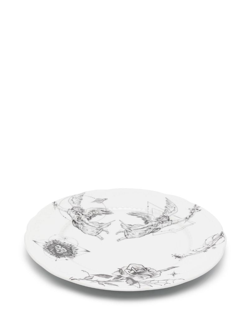 X Dr. Woo White Graphic Print Porcelain Plate