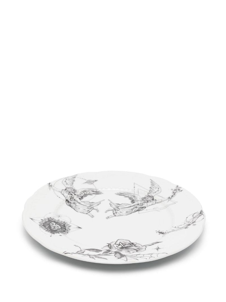 X Dr. Woo White Graphic Print Porcelain Plate
