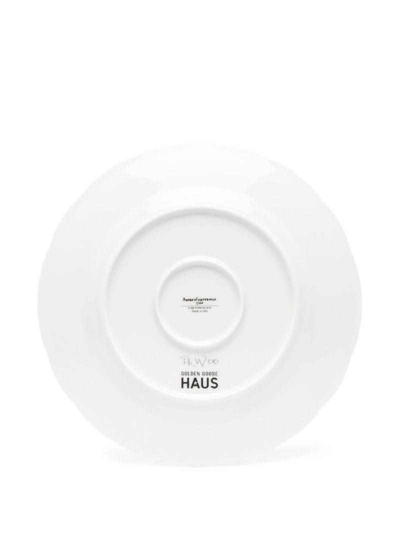 X Dr. Woo White Graphic Print Porcelain Plate