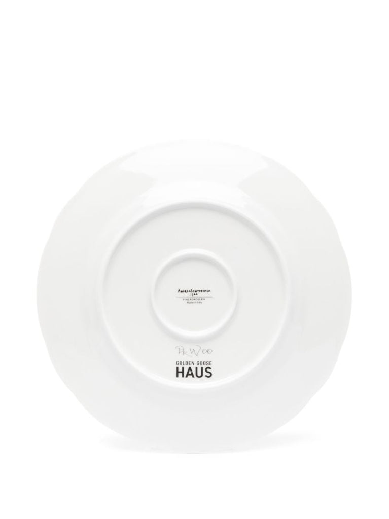 X Dr. Woo White Graphic Print Porcelain Plate