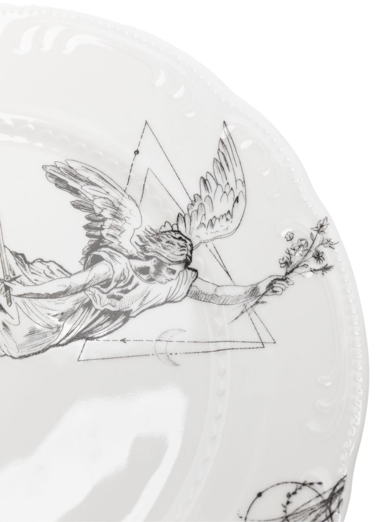 X Dr. Woo White Graphic Print Porcelain Plate