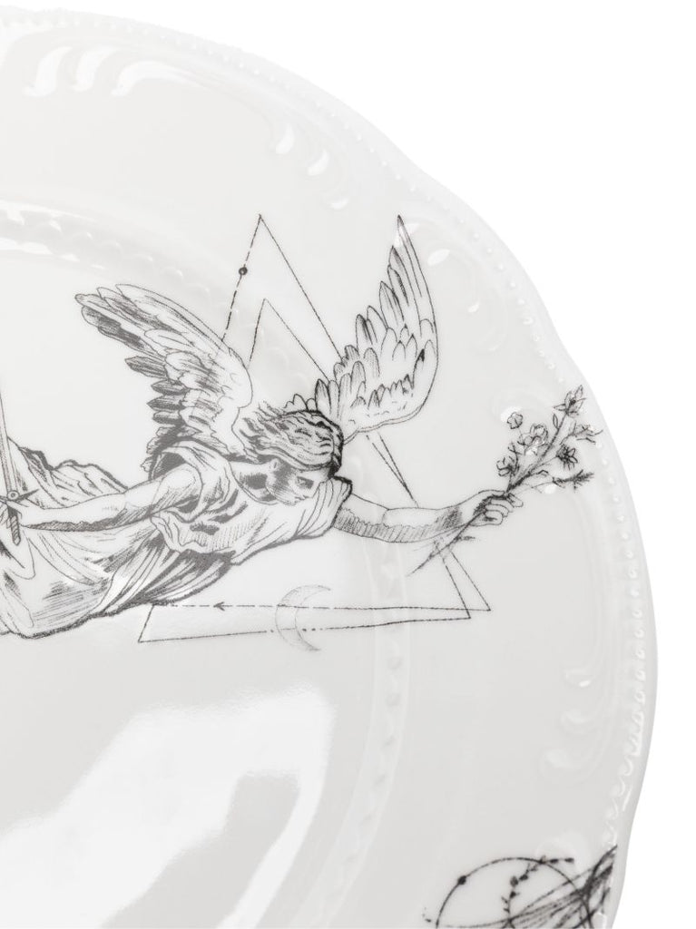 X Dr. Woo White Graphic Print Porcelain Plate