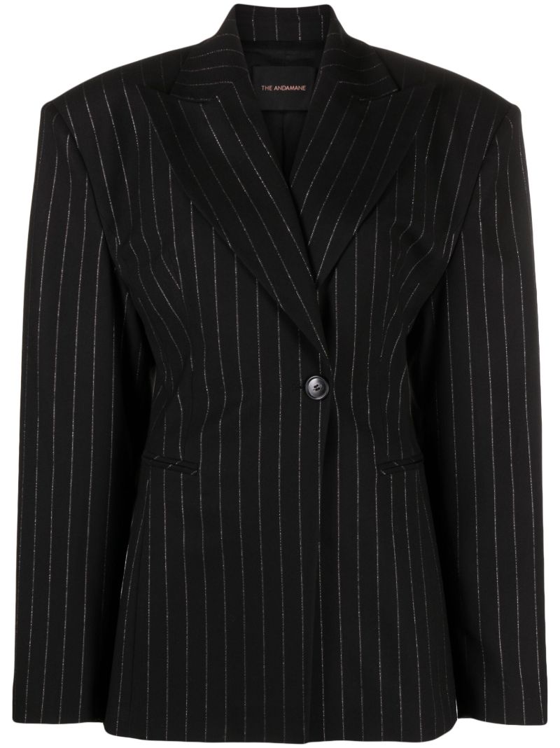 Black Ottavia Pinstripe Hourglass Blazer