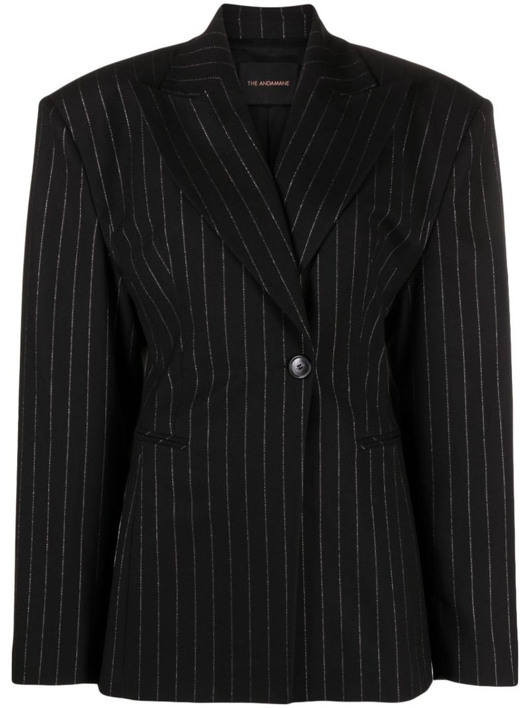 Black Ottavia Pinstripe Hourglass Blazer