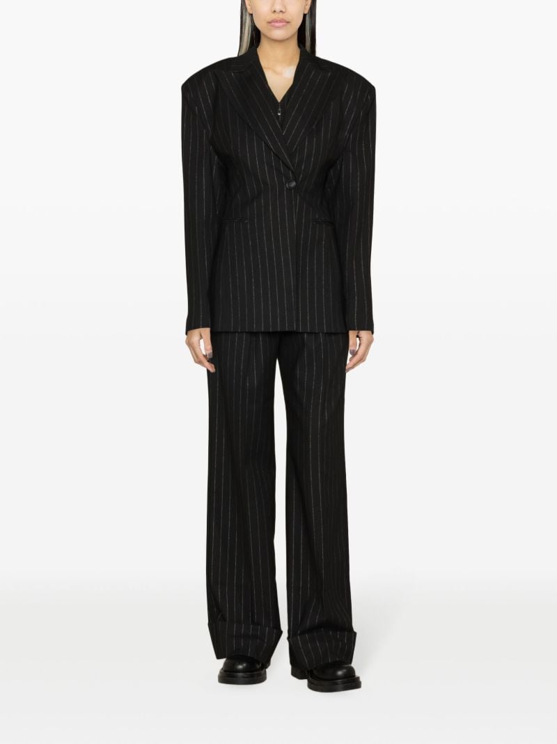 Black Ottavia Pinstripe Hourglass Blazer