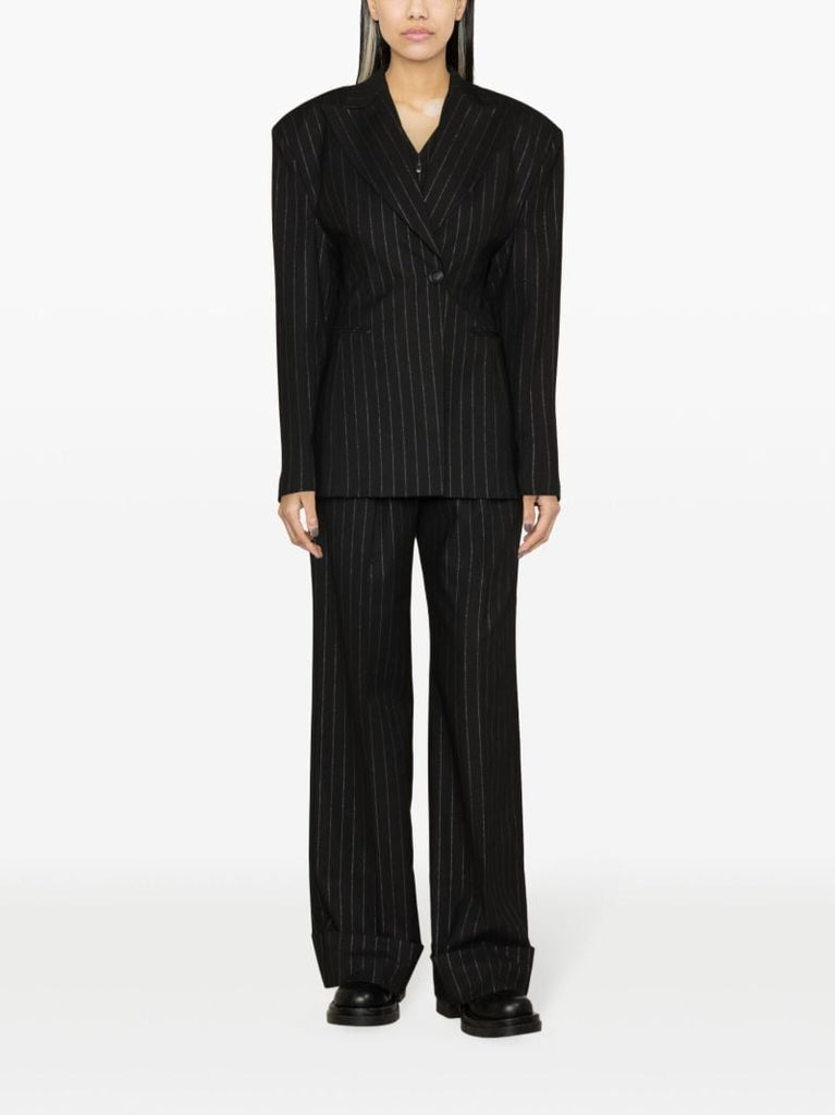 Black Ottavia Pinstripe Hourglass Blazer
