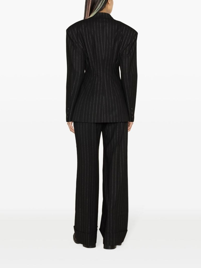 Black Ottavia Pinstripe Hourglass Blazer