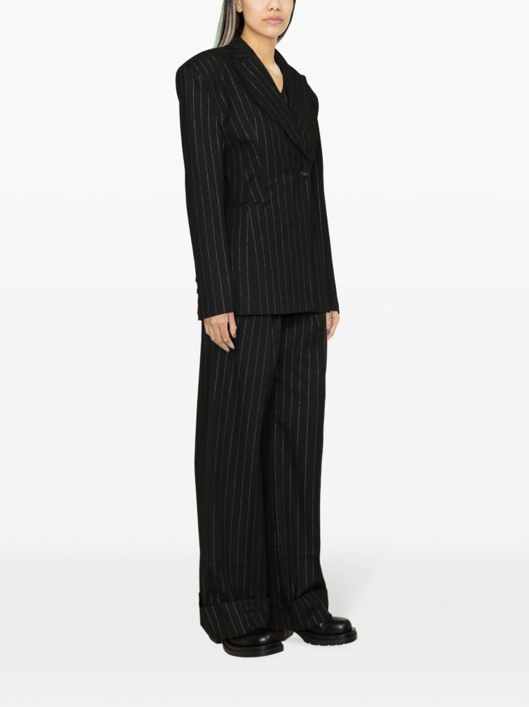 Black Ottavia Pinstripe Hourglass Blazer