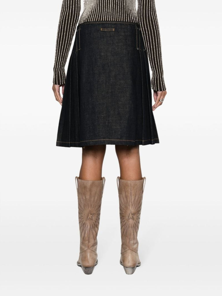 Blue Flared Denim Kilt