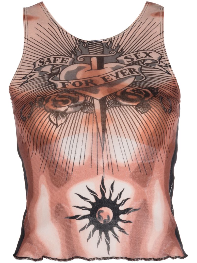 Neutral Graphic-print Tank Top