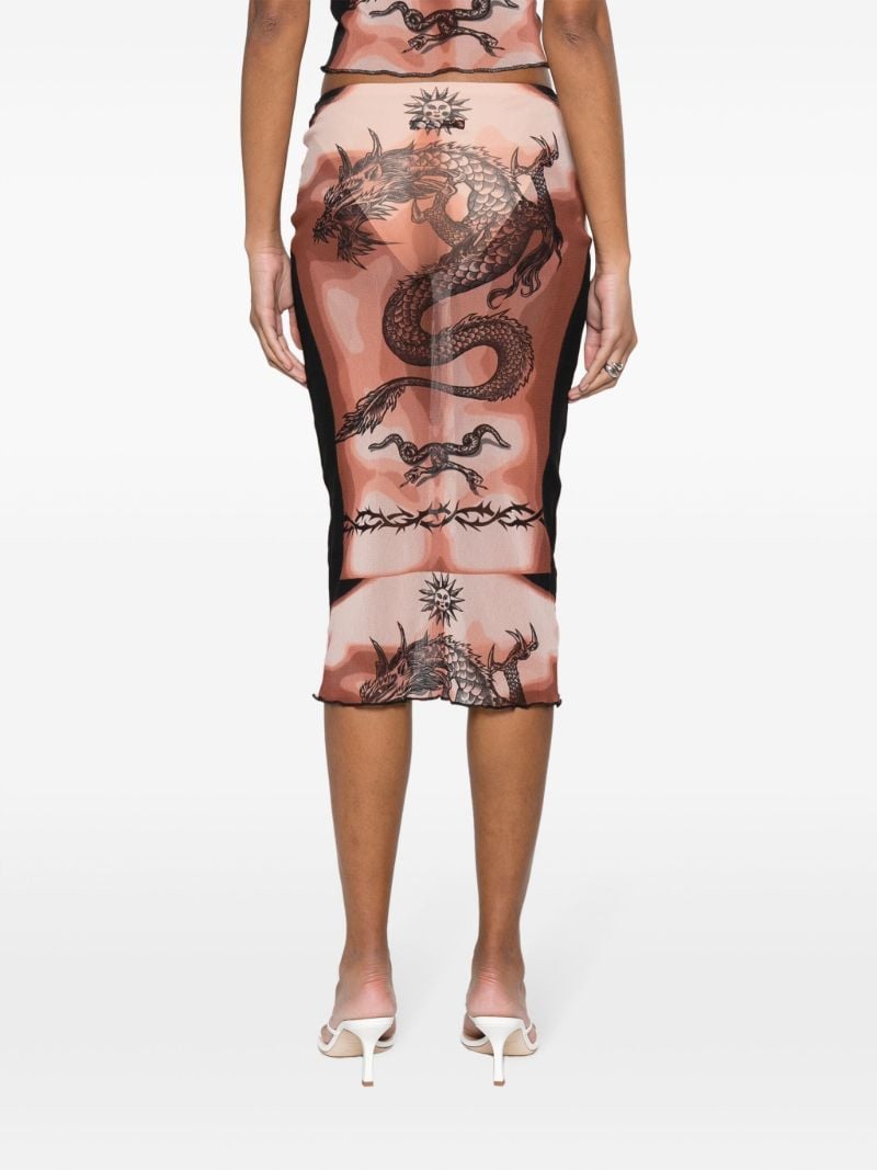 Neutral Graphic-print Midi Skirt