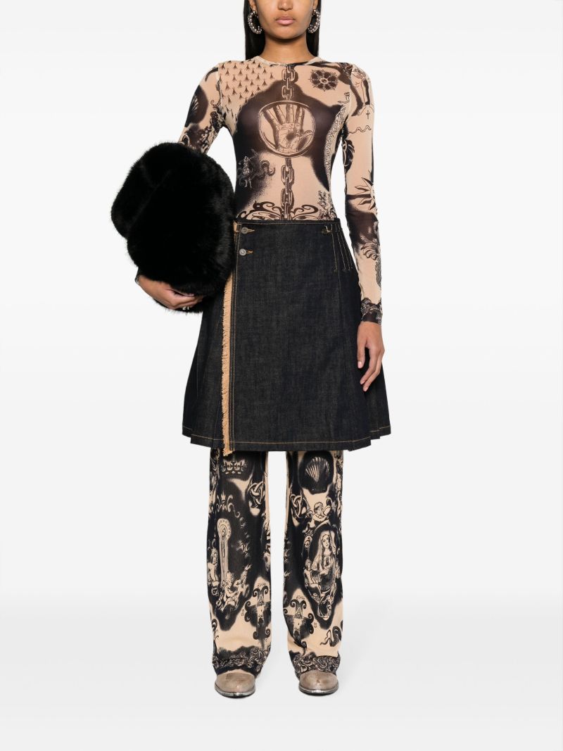 Neutral Heraldique-print Flared Trousers