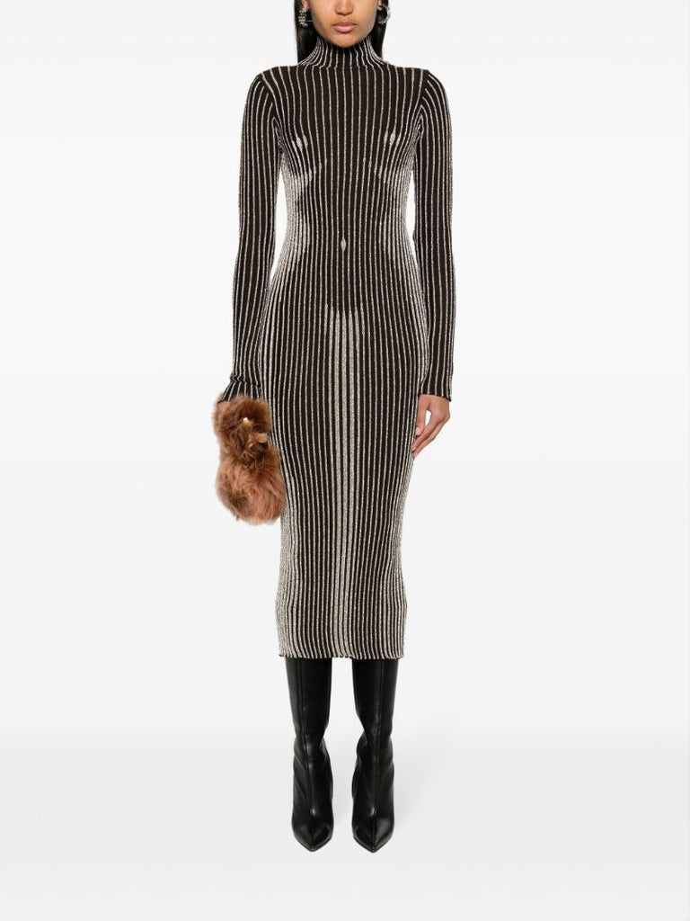 Brown Trompe L'Ã_x0085_â_x0080__x009c_il Midi Dress