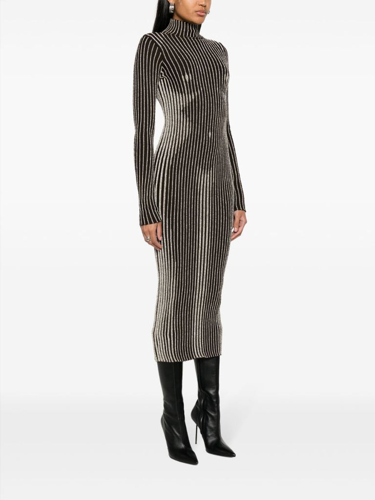 Brown Trompe L'Ã_x0085_â_x0080__x009c_il Midi Dress