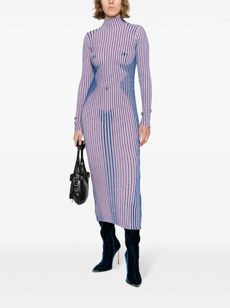 Pink Trompe L'oeil Striped Dress