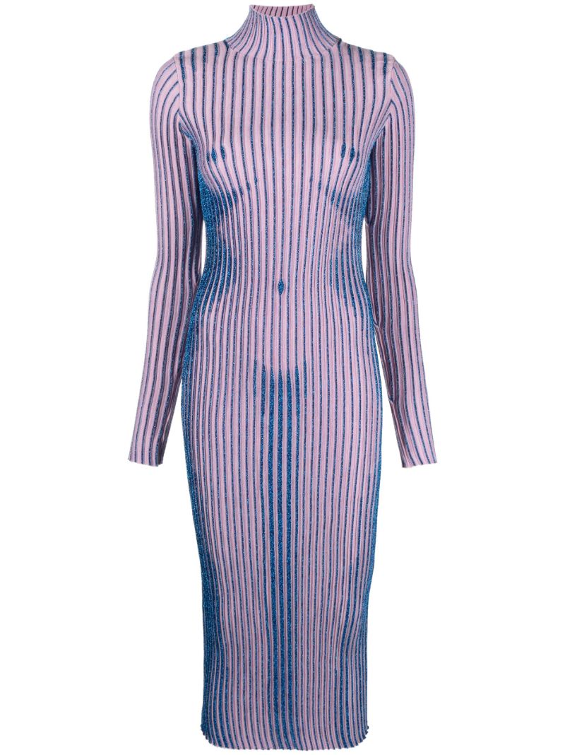 Pink Trompe L'oeil Striped Dress