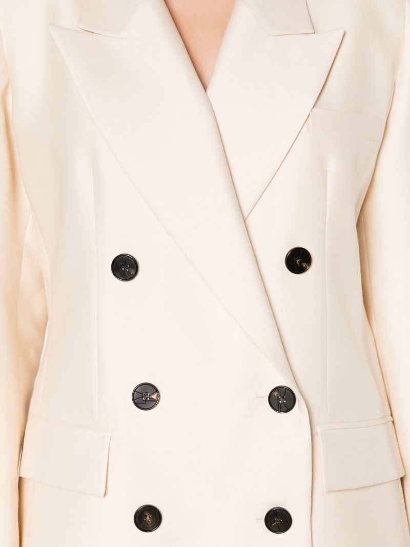 White Double Breasted Wool Blazer