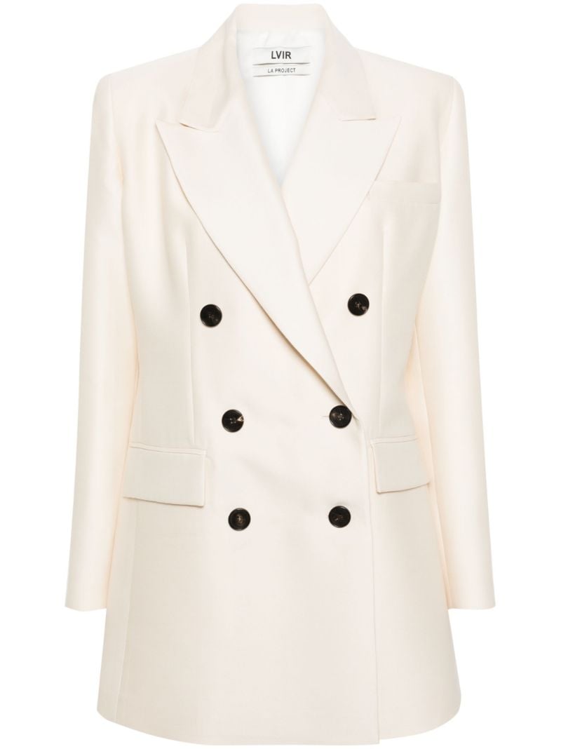 White Double Breasted Wool Blazer