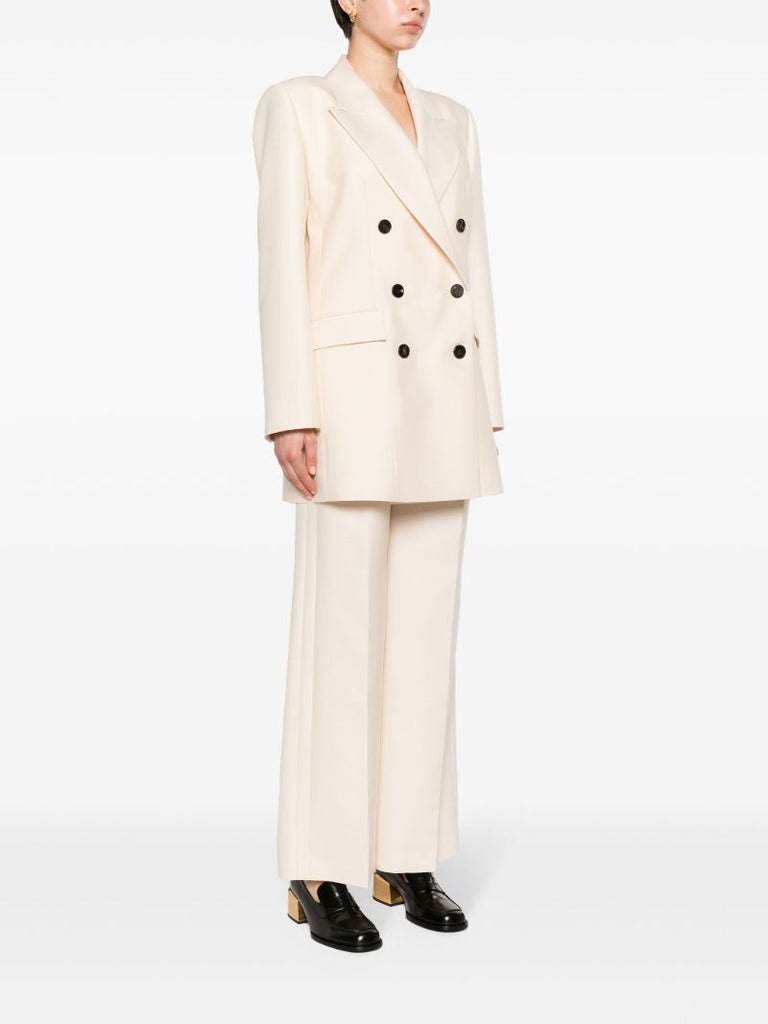 White Double Breasted Wool Blazer