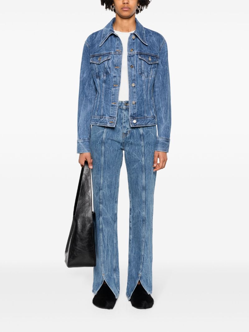 Blue Wrinkled-finish Straight-leg Jeans