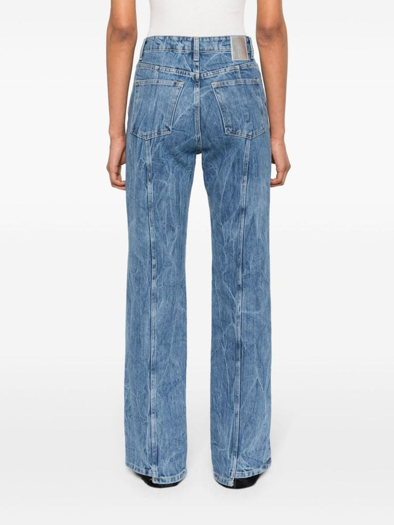 Blue Wrinkled-finish Straight-leg Jeans