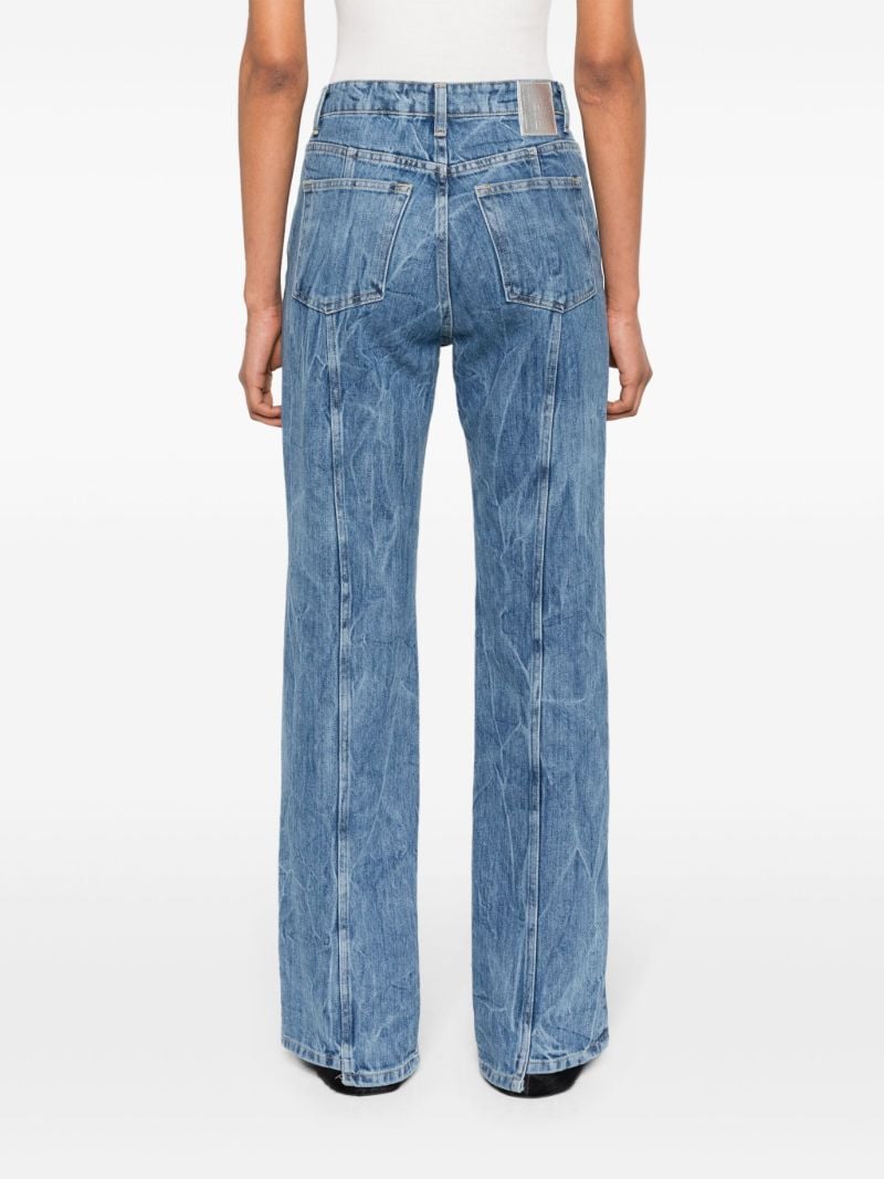 Blue Wrinkled-finish Straight-leg Jeans
