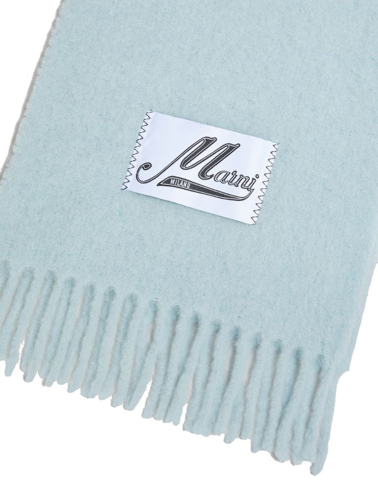 Blue Logo-patch Brushed Scarf