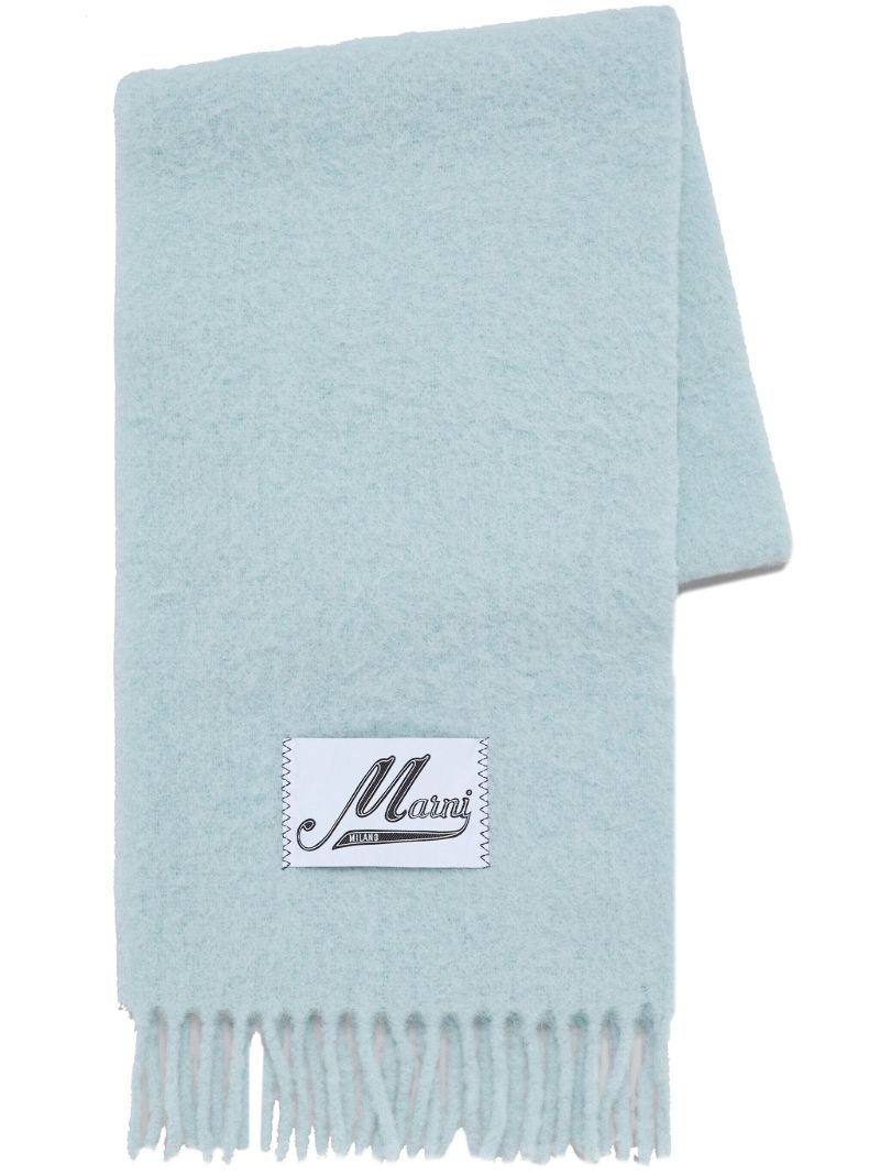 Blue Logo-patch Brushed Scarf