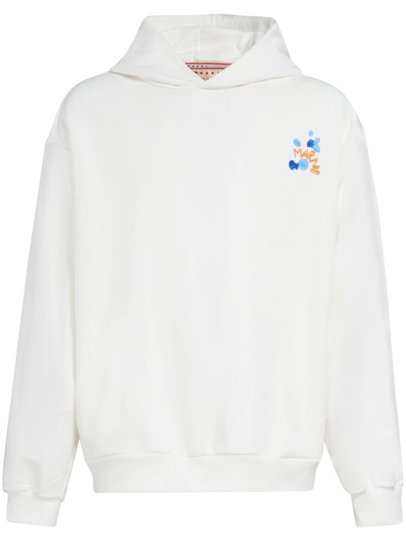 White Logo-print Cotton Hoodie