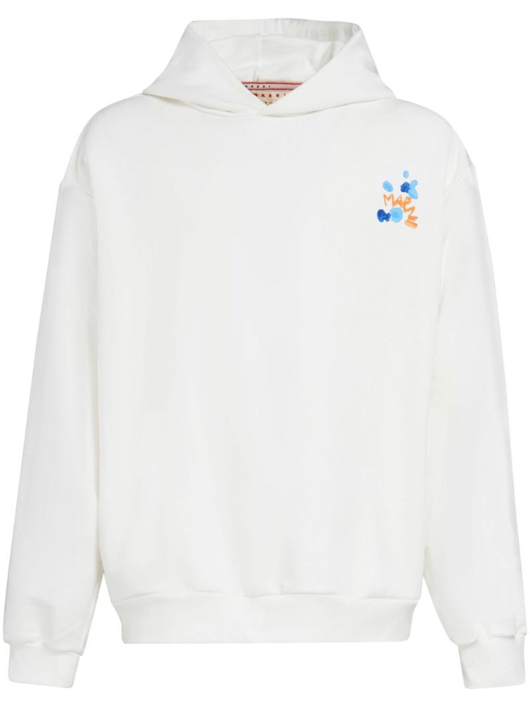 White Logo-print Cotton Hoodie