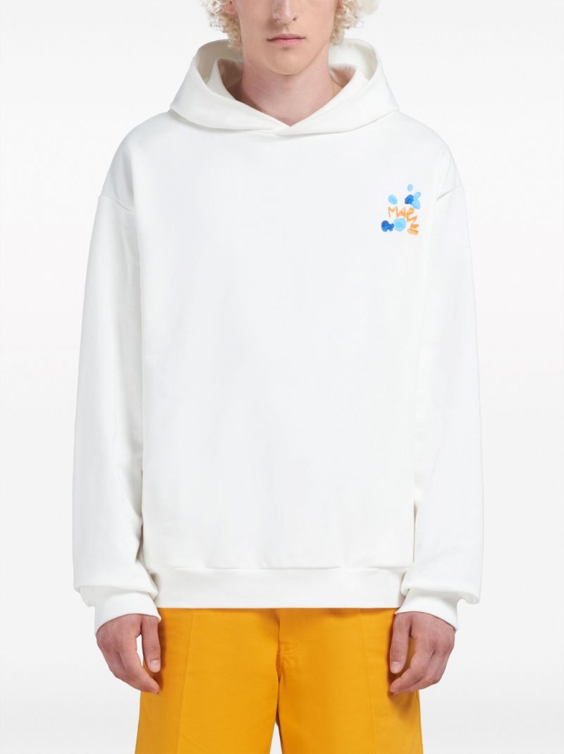 White Logo-print Cotton Hoodie