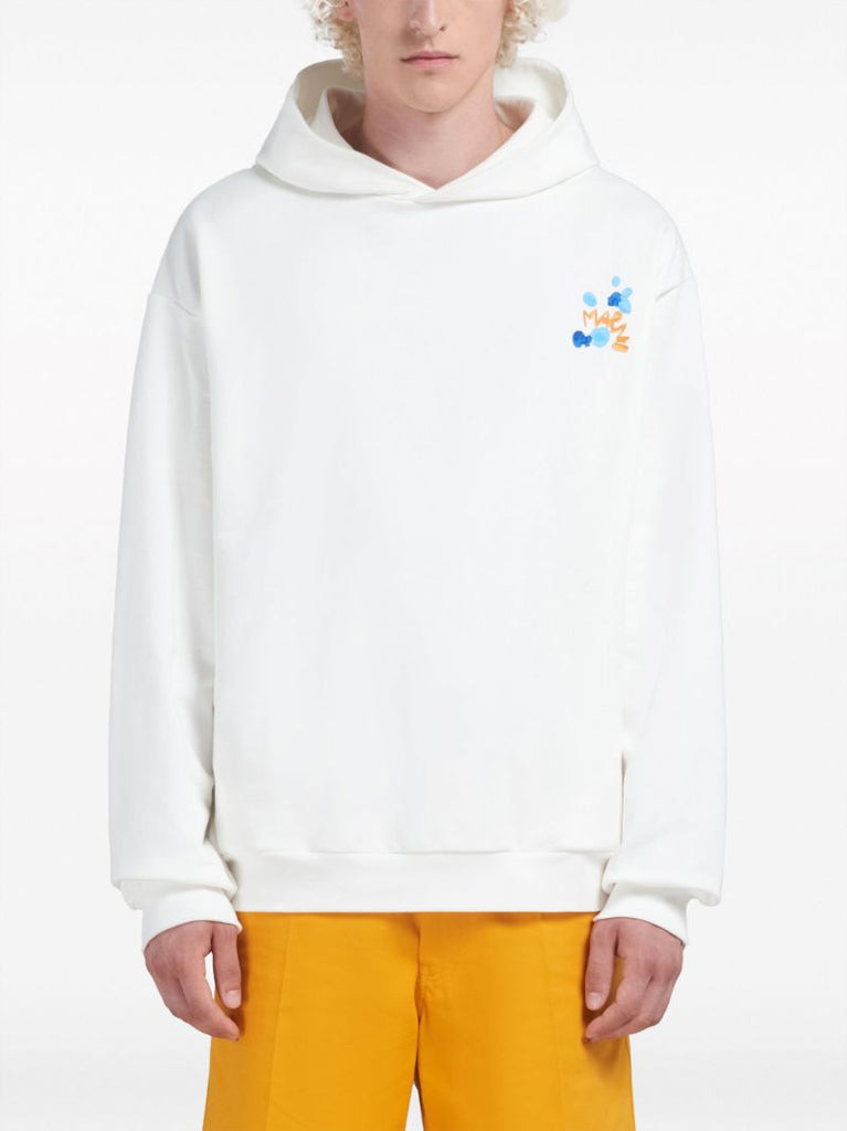 White Logo-print Cotton Hoodie