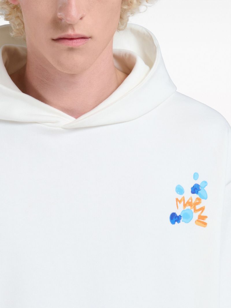 White Logo-print Cotton Hoodie