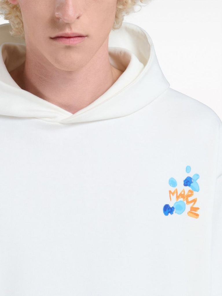 White Logo-print Cotton Hoodie