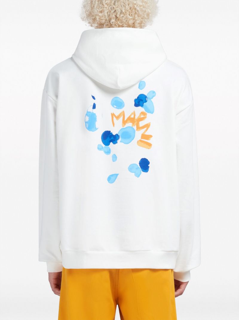 White Logo-print Cotton Hoodie