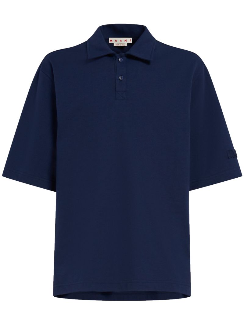 Blue Logo-appliquÃ_x0083_Â© Cotton Polo Shirt