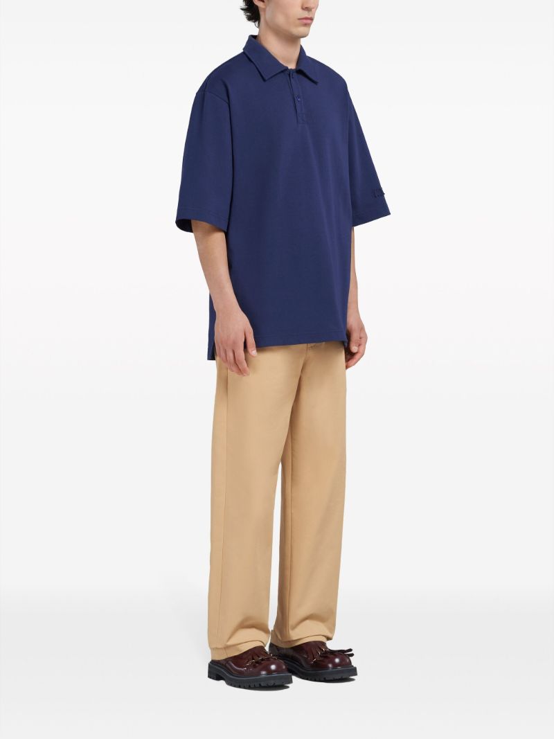 Blue Logo-appliquÃ_x0083_Â© Cotton Polo Shirt