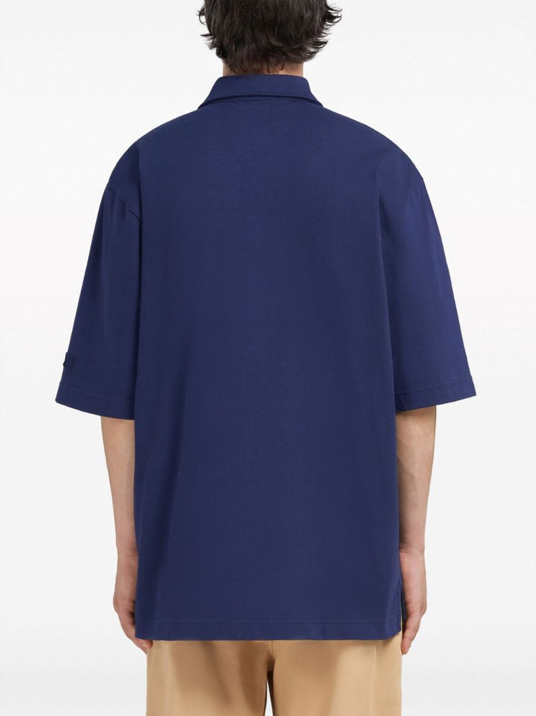Blue Logo-appliquÃ_x0083_Â© Cotton Polo Shirt