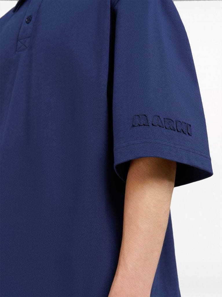 Blue Logo-appliquÃ_x0083_Â© Cotton Polo Shirt