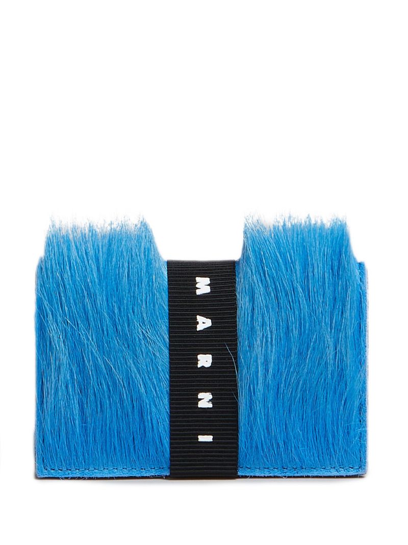 Blue Logo-strap Brushed Wallet