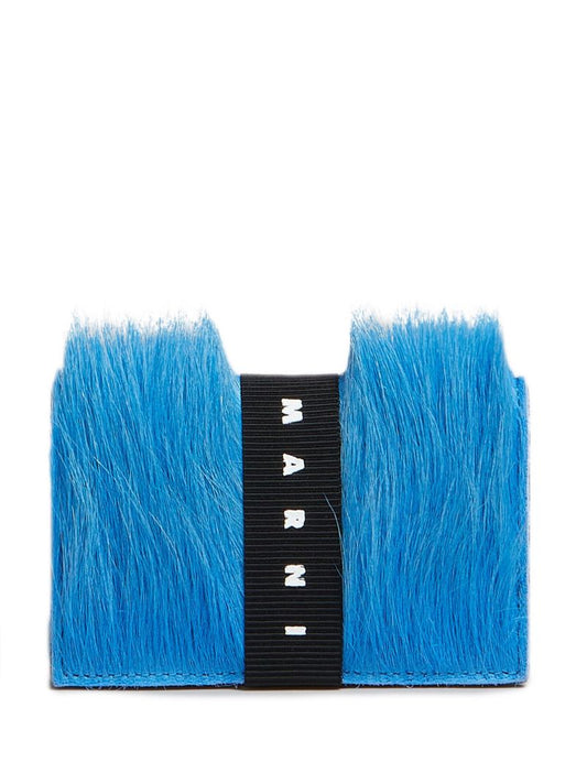 Blue Logo-strap Brushed Wallet