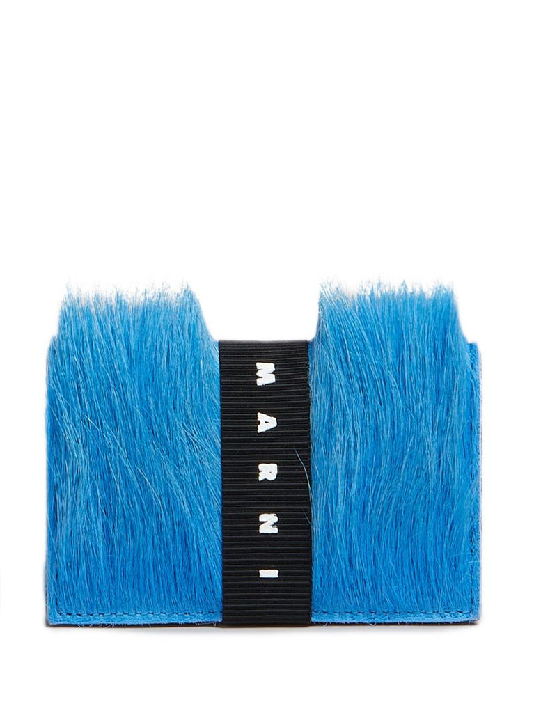 Blue Logo-strap Brushed Wallet