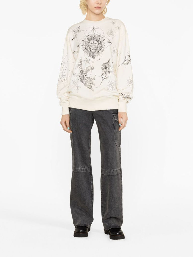 X Dr. Woo Neutral Graphic Print Cotton Sweatshirt