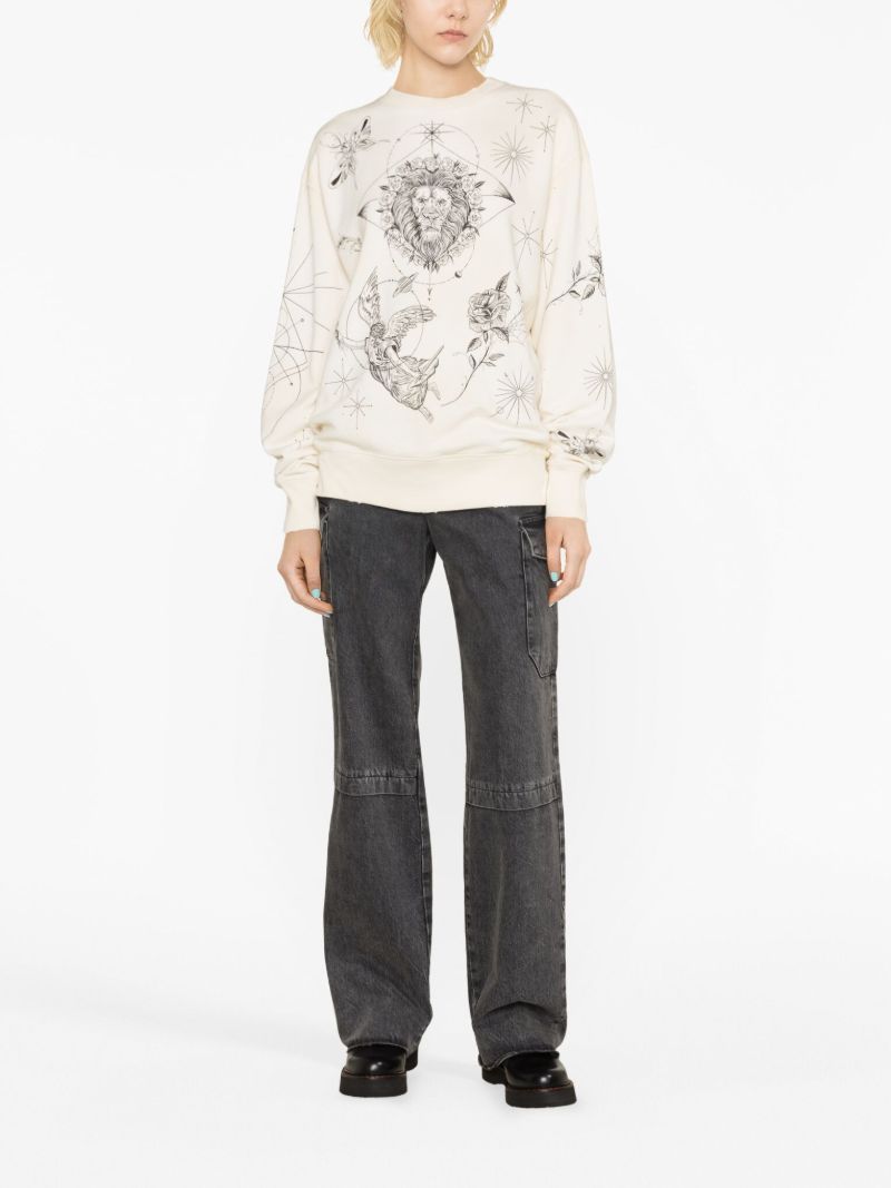X Dr. Woo Neutral Graphic Print Cotton Sweatshirt