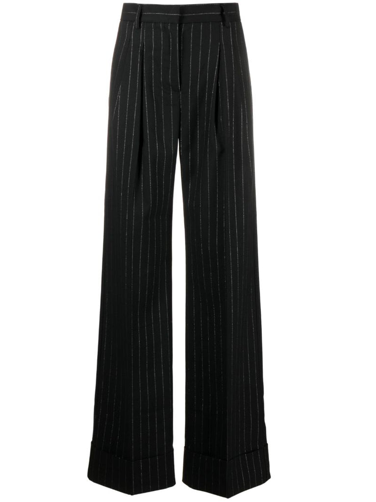 Black Nathalie Pinstripe Wide-leg Trousers