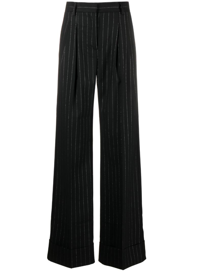 Black Nathalie Pinstripe Wide-leg Trousers