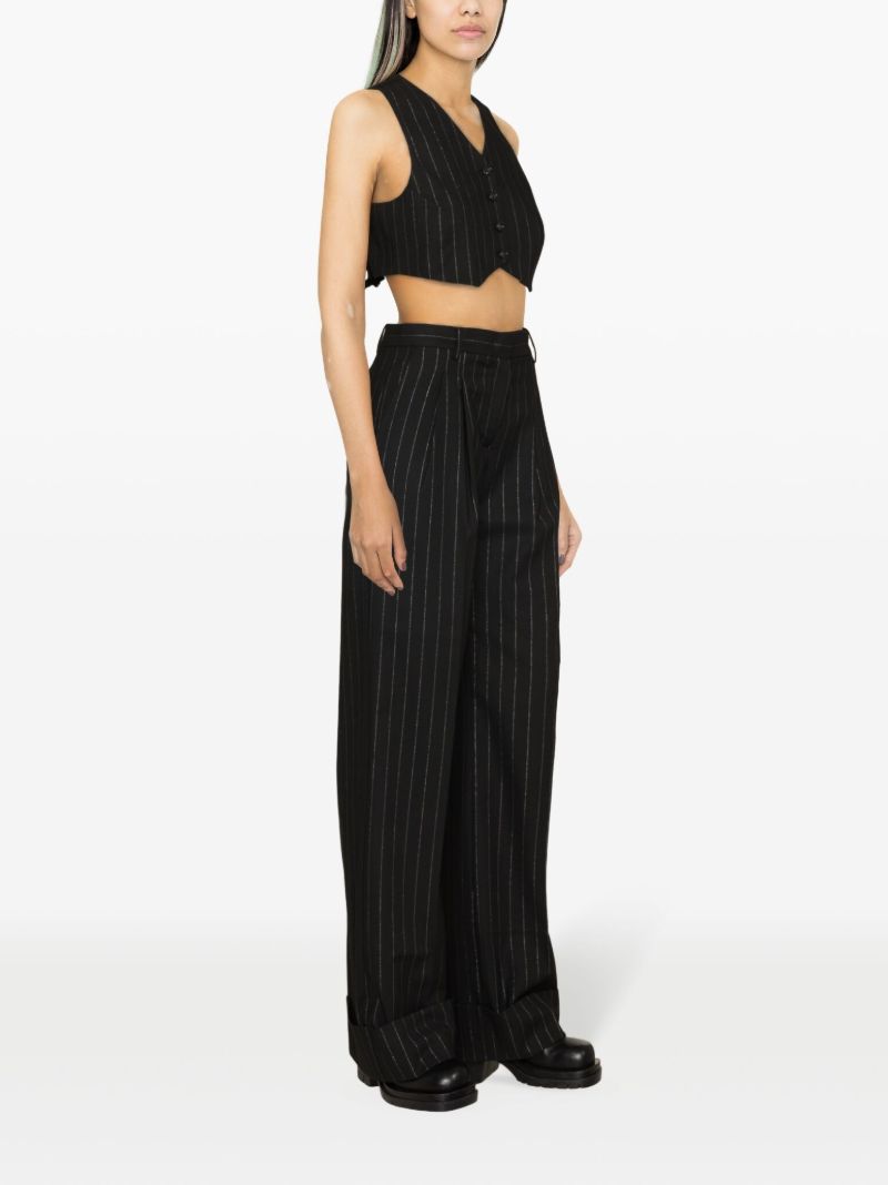 Black Nathalie Pinstripe Wide-leg Trousers