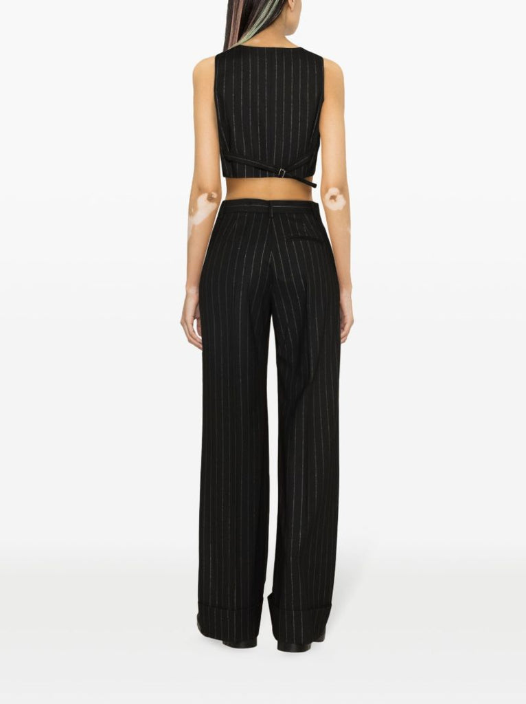 Black Nathalie Pinstripe Wide-leg Trousers