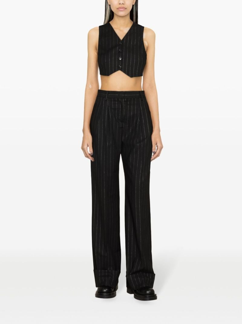 Black Nathalie Pinstripe Wide-leg Trousers