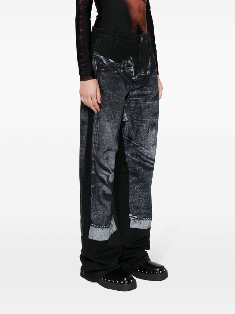 Black Trompe L'oeil-print Jeans